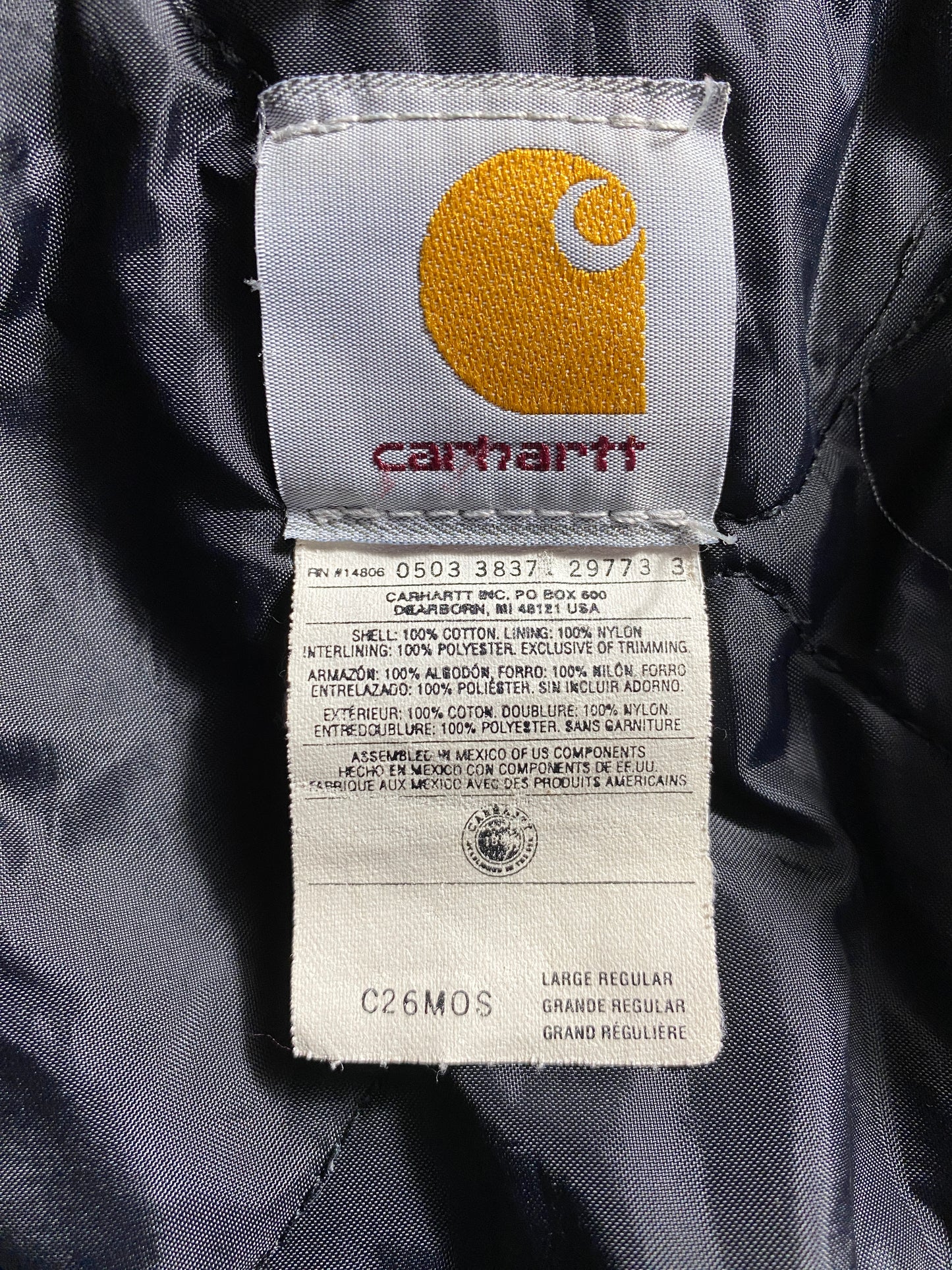 Vintage CARHARTT Size L Zip-Up Duck Jacket / F4987J