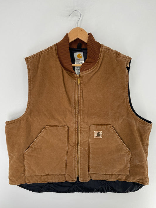 .Vintage CARHARTT Size XXL Zip-Up Duck Vest / G1403J