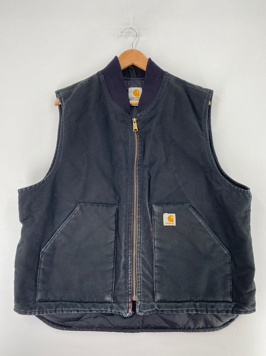 .Vintage CARHARTT Size XL Zip-Up Duck Vest / G1397J