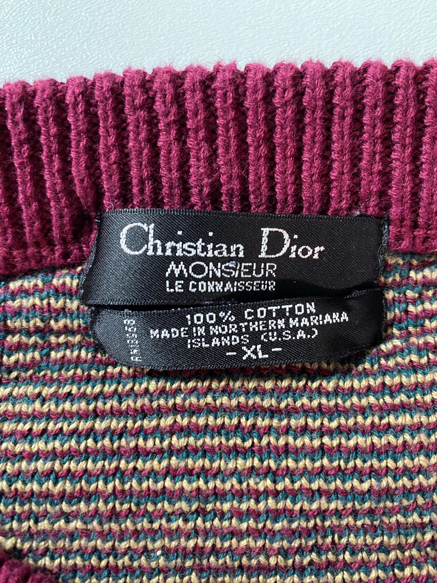 90's CHIRISTIAN DIOR Made in USA Size XL Vintage Knit Sweater / G1407K