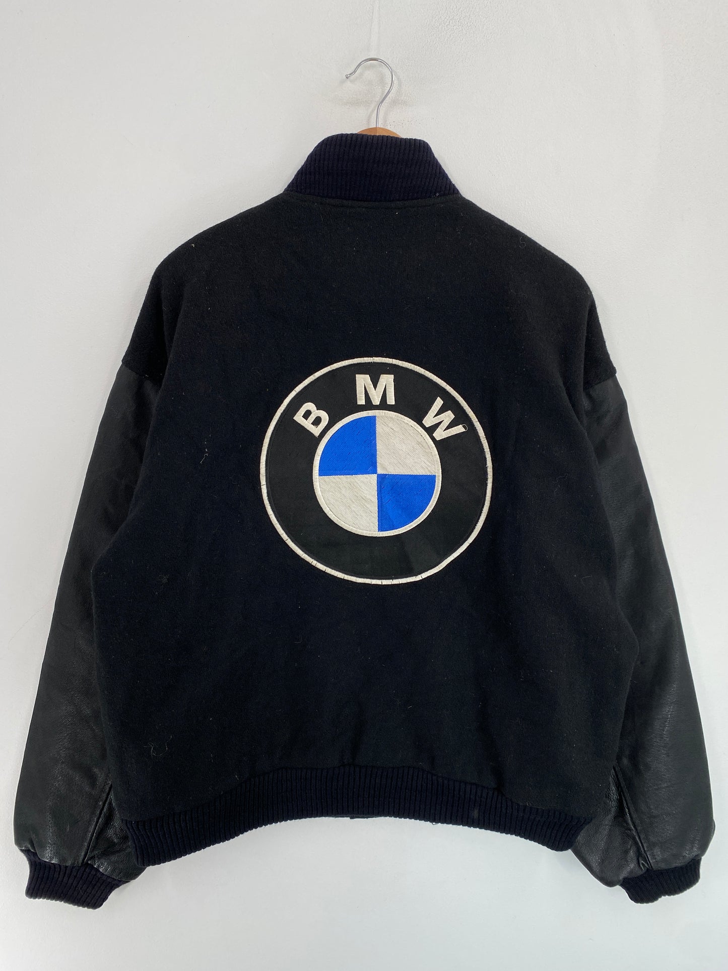 90’s BMW Size L Button Down Wool x Leather Jacket / G4906J