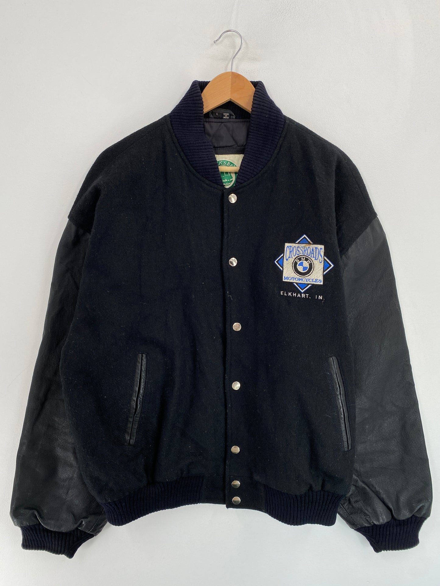 90’s BMW Size L Button Down Wool x Leather Jacket / G4906J