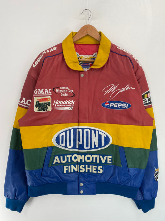 Vintage DU POINT Size XL Leather Racing Jacket / G4910J