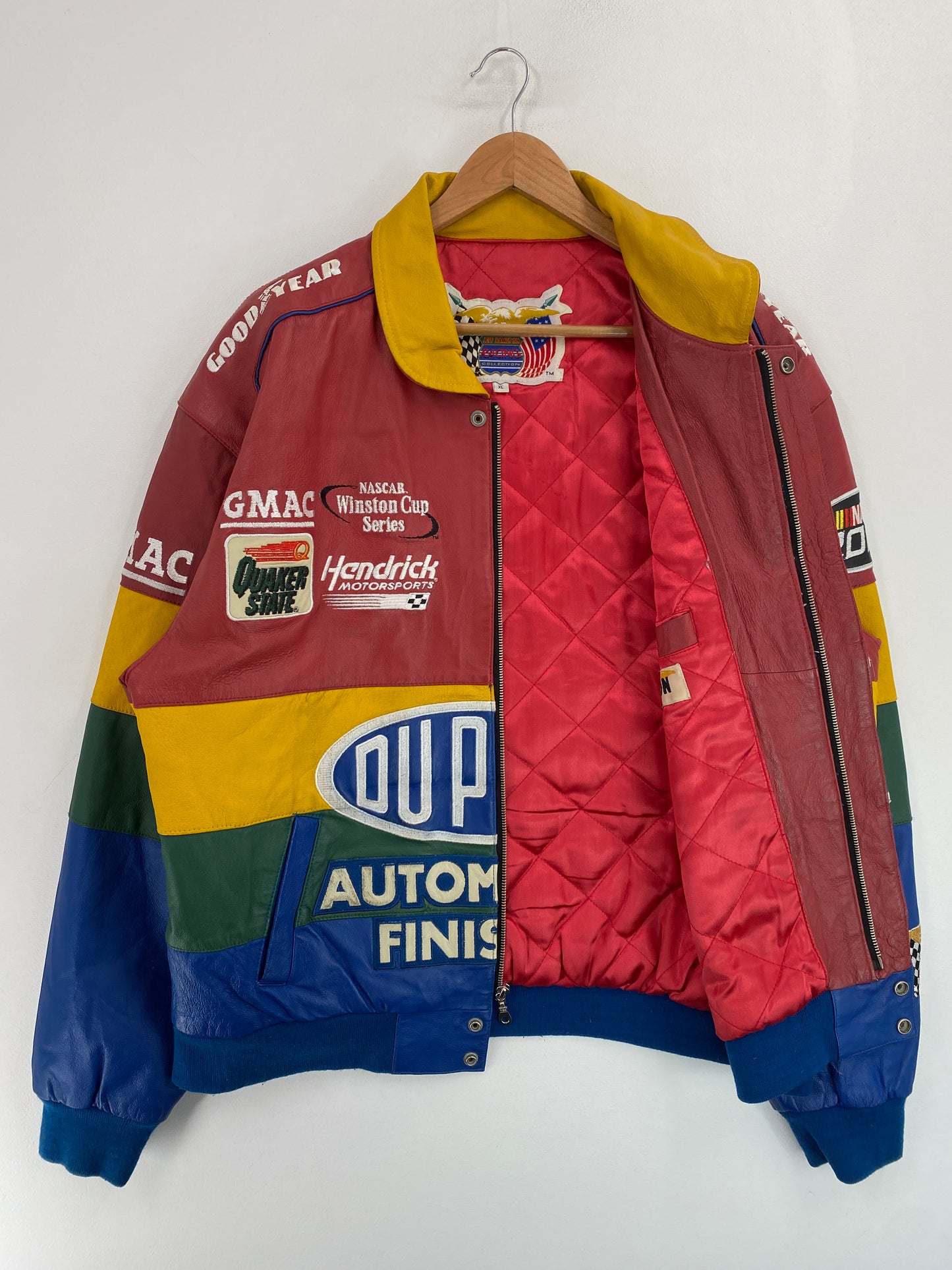Vintage DU POINT Size XL Leather Racing Jacket / G4910J