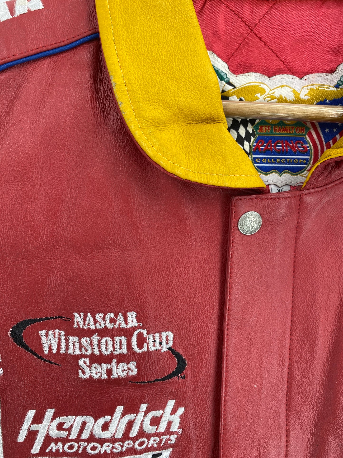 Vintage DU POINT Size XL Leather Racing Jacket / G4910J