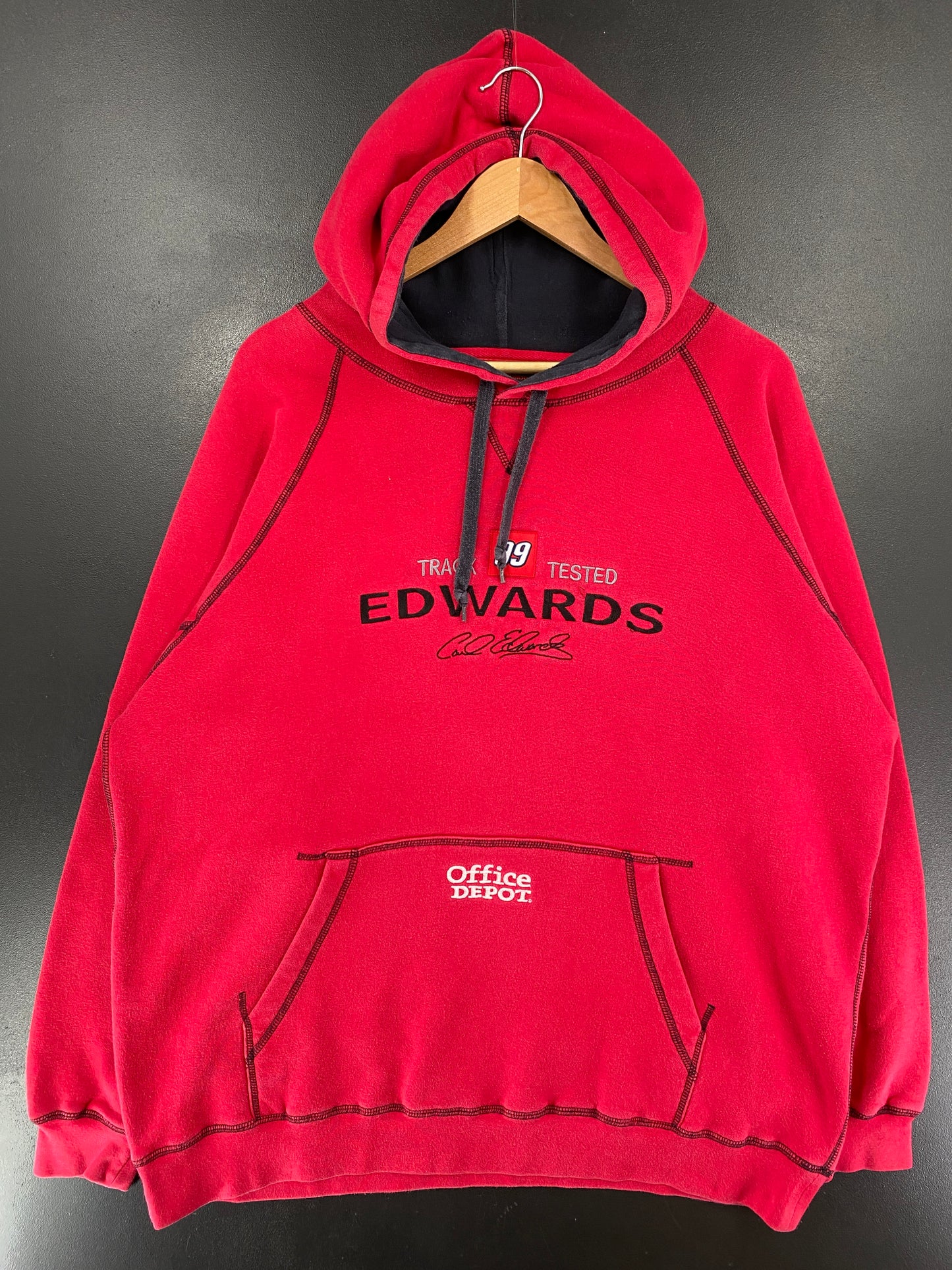 Vintage OFFICE DEPOT x CARL EDWARDS Size XL Racing Hoodie Sweat-Shirt / G4926S