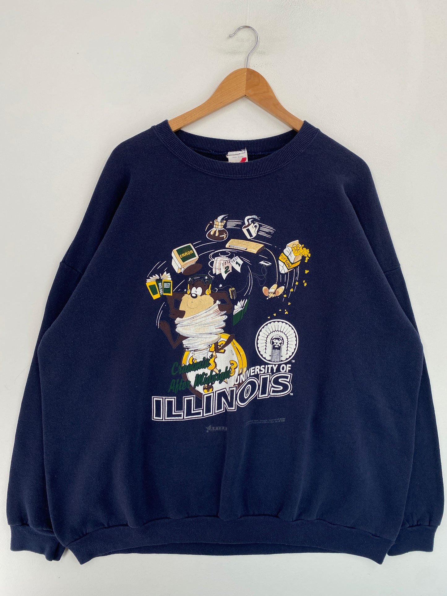 1992 LOONEY TUNES x University of ILLINOIS Made in USA Size XXXXL Vintage Sweat Shirt / G4938S