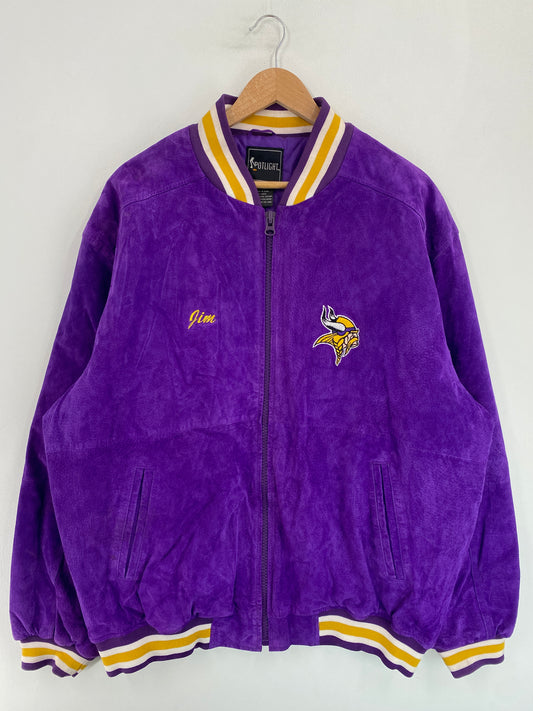 Vintage MINNESOTA VIKINGS Size XL NFL Leather Jacket / G5019J