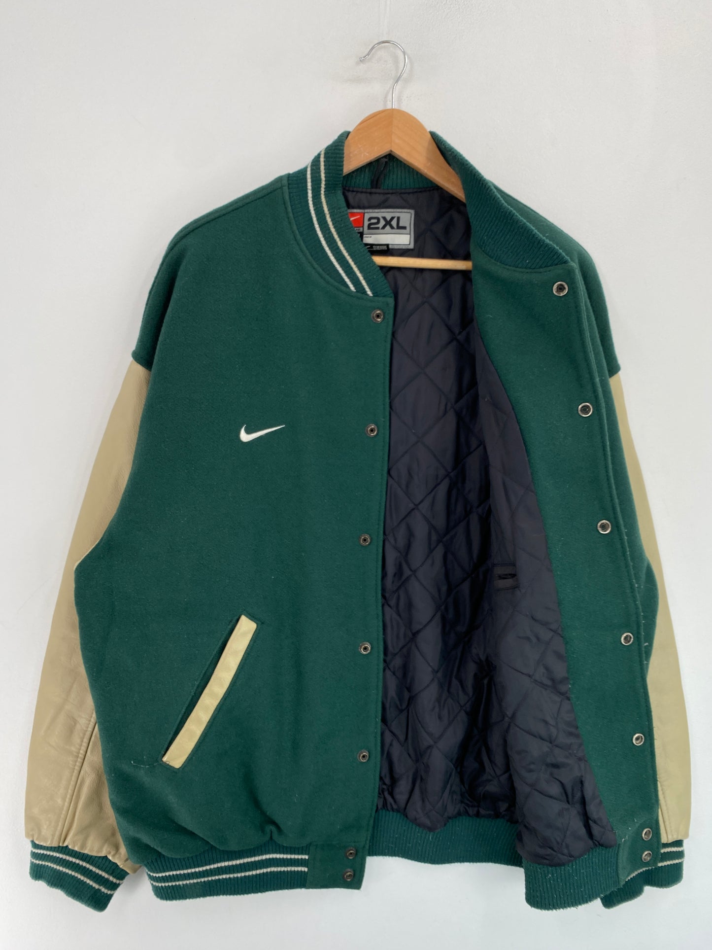 00’ NIKE x NEW YORK JETS Size XXL NFL Wool/Leather Jacket / G5028J