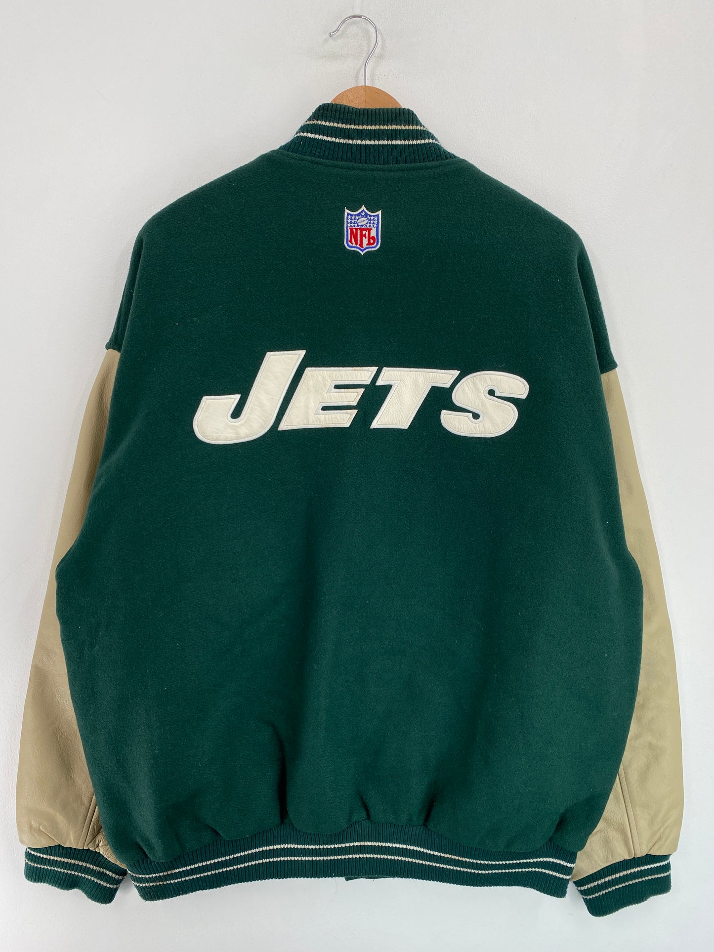 00’ NIKE x NEW YORK JETS Size XXL NFL Wool/Leather Jacket / G5028J