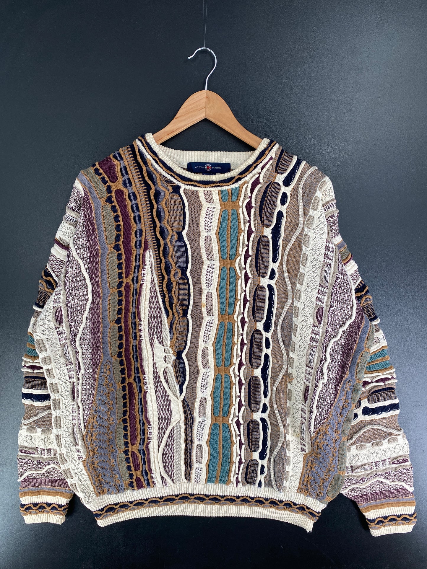 Vintage 3D COOGI-Style Size XL Cotton Knit Sweater / F5971K