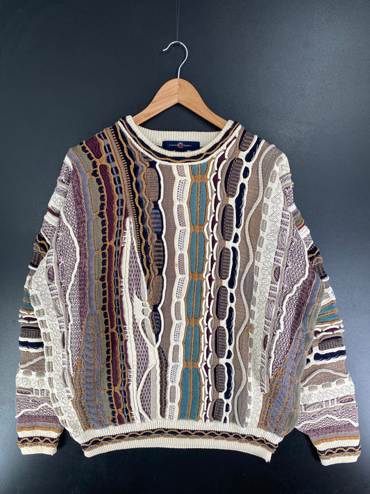 Vintage 3D COOGI-Style Size XL Cotton Knit Sweater / F5971K