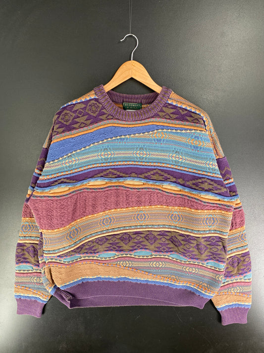 Vintage 3D COOGI-Style Size XL Cotton Knit Sweater / F5970K