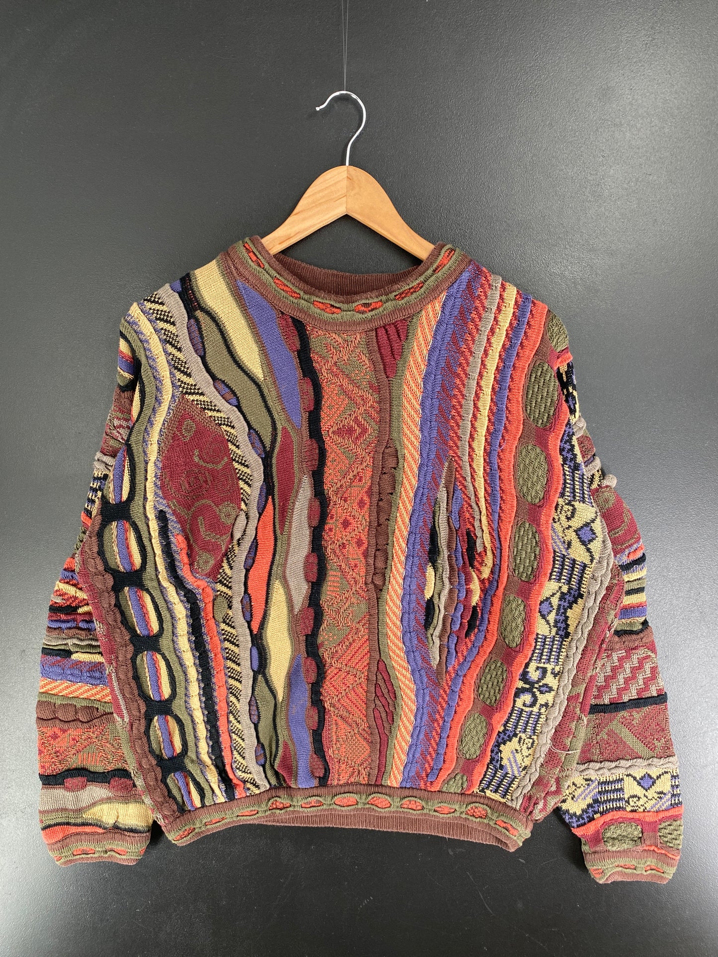 Vintage 3D COOGI-Style Size L Cotton Knit Sweater / F5969K