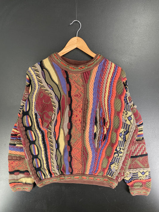 Vintage 3D COOGI-Style Size L Cotton Knit Sweater / F5969K
