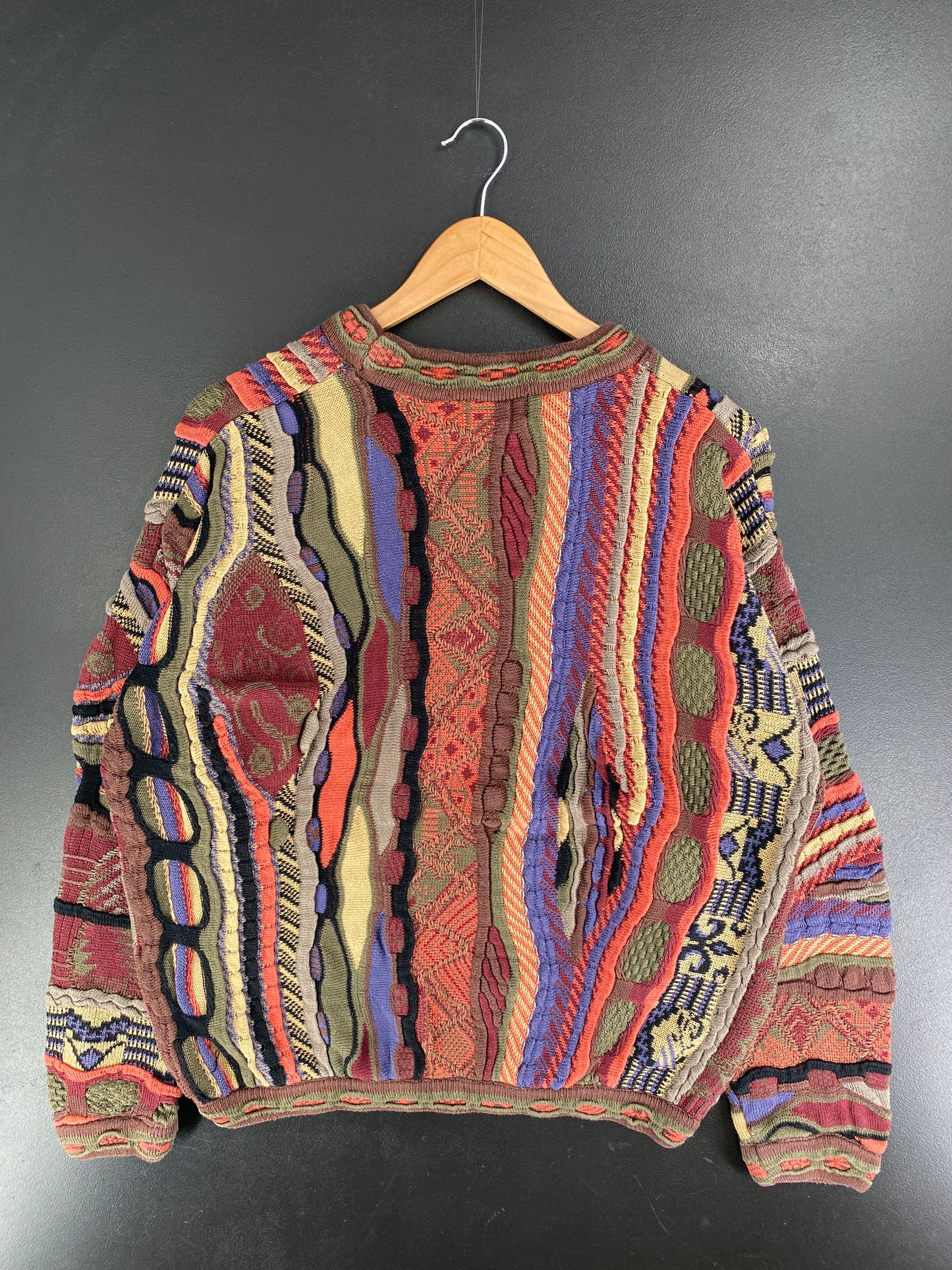 Vintage 3D COOGI-Style Size L Cotton Knit Sweater / F5969K