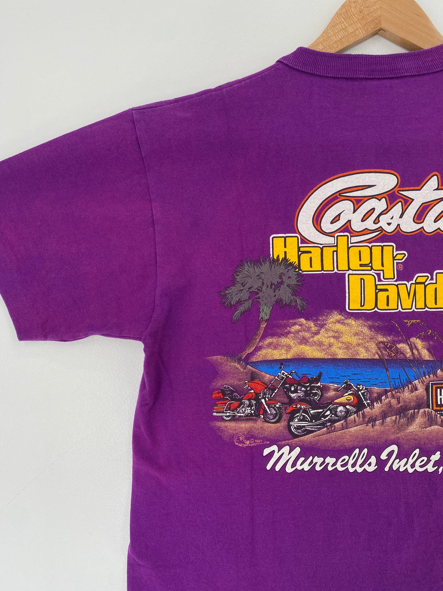 90’s HARLEY DAVIDSON Made in USA Size M Vintage Half Button Down T-shirt / G1183T