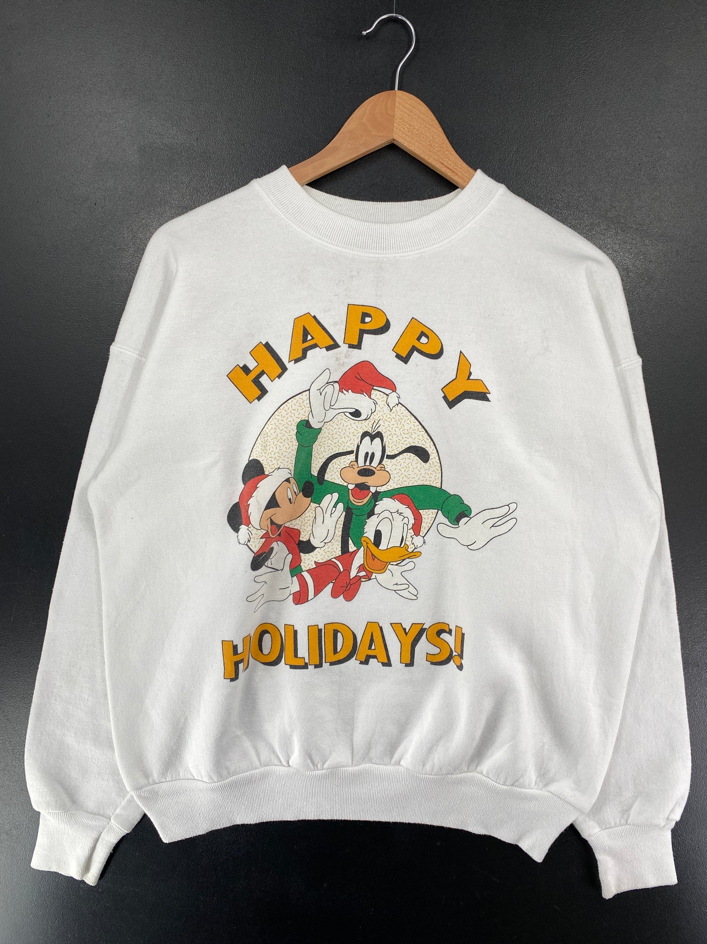 90's DISNEY MICKEY AND FRIENDS CHRISTMAS Made in USA Size L Vintage Sweat-shirt / G5196S