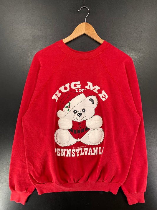 1987 HUG ME IN PENNYSLVANIA Made in USA Size XXL Vintage Christmas Sweat-Shirt / G5199S