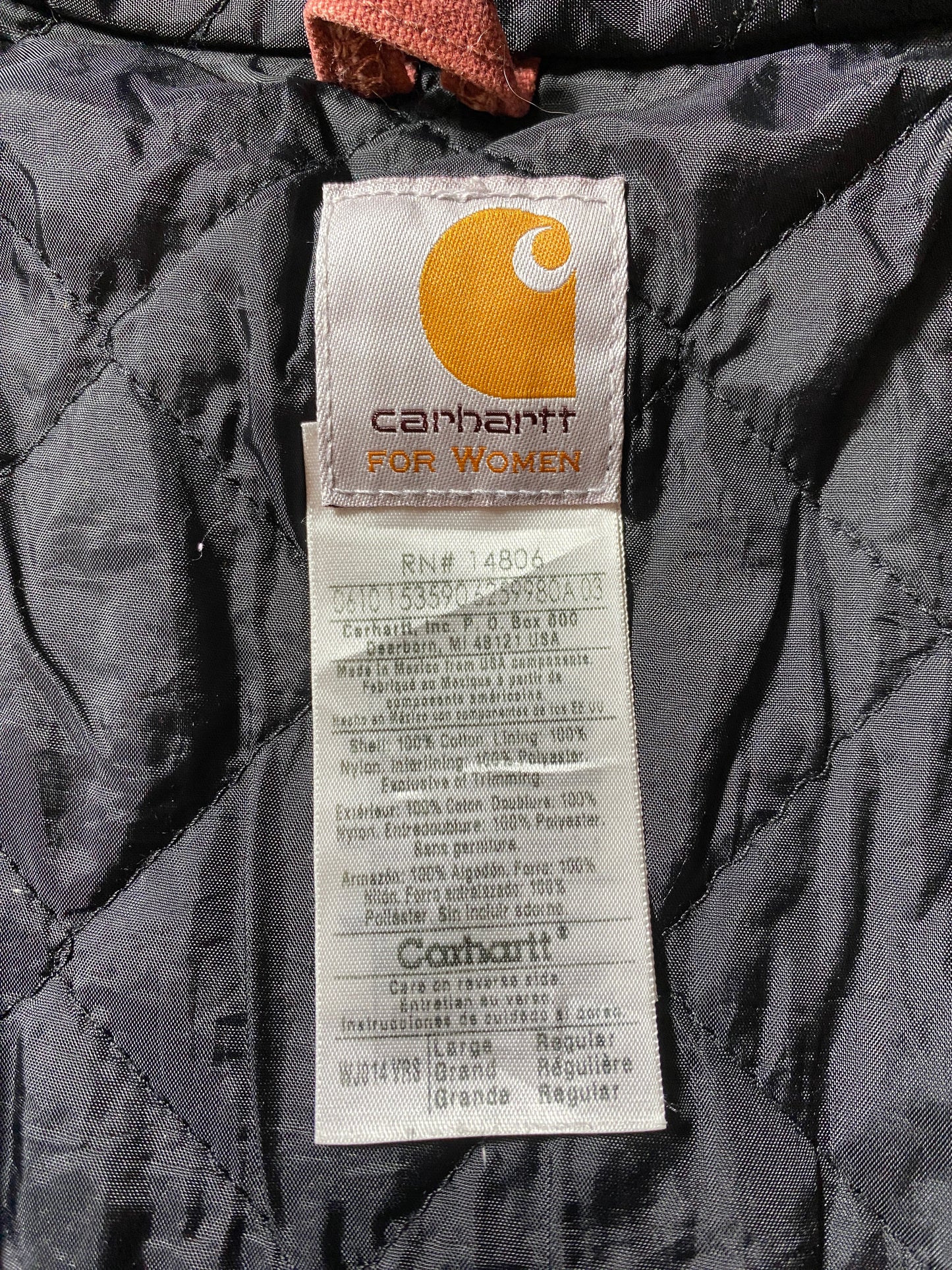 Vintage CARHARTT Size L Zip-Up Hoddie Duck Jacket / F5284J