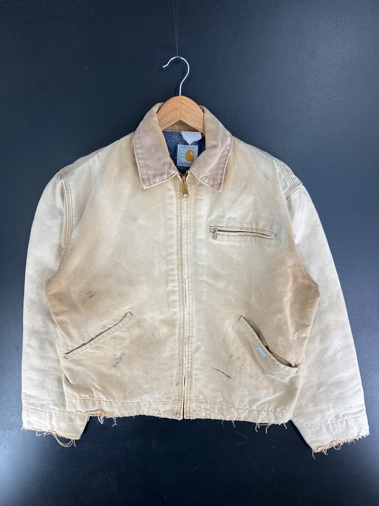 Vintage CARHARTT Size No Tag (Approx.L) Zip-Up Duck Jacket / F5283J
