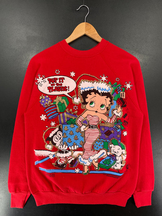 1994 BETTY BOOP CHRISTMAS Made in USA Size L Vintage Sweat-shirt / G5211S