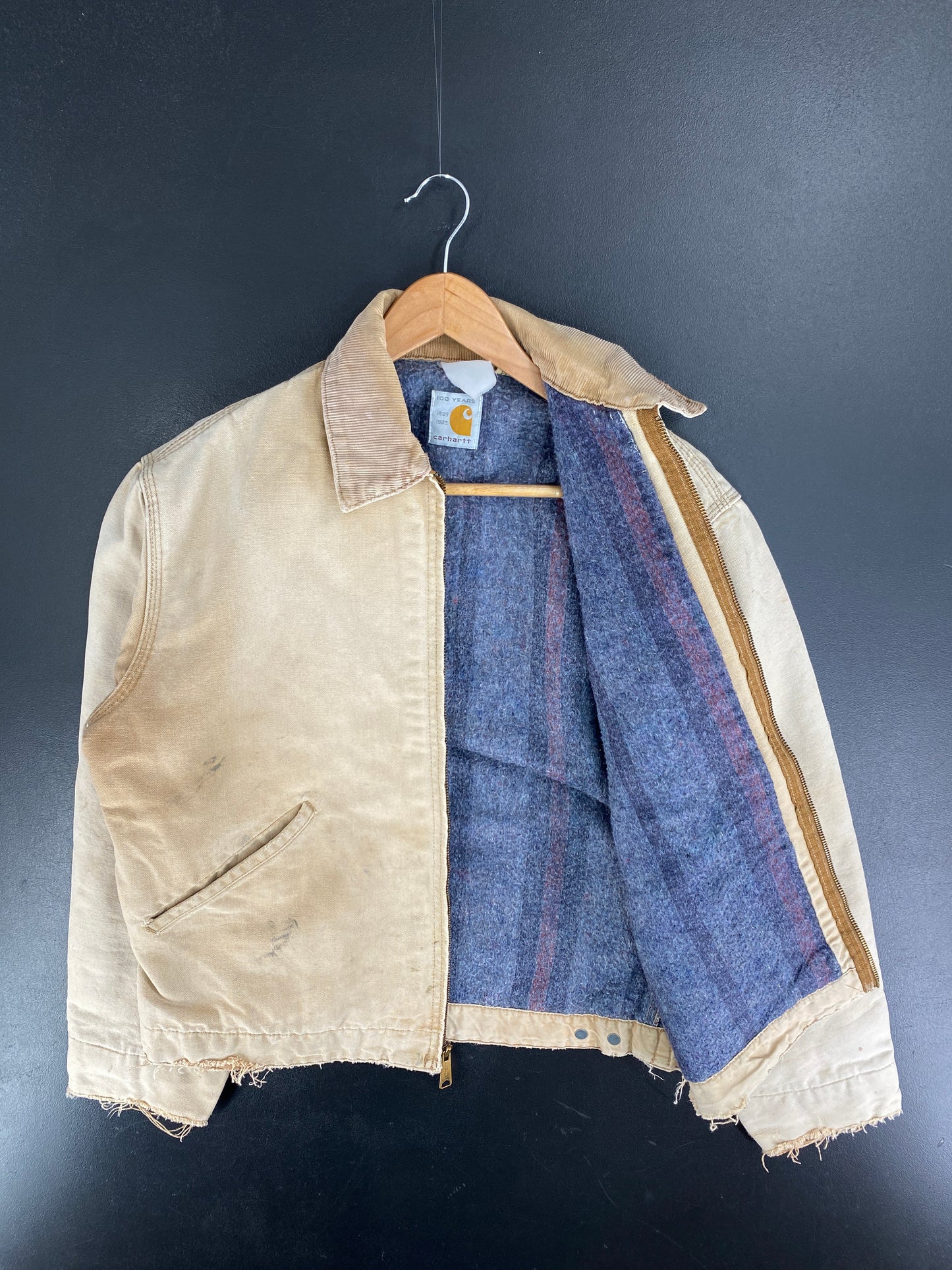 Vintage CARHARTT Size No Tag (Approx.L) Zip-Up Duck Jacket / F5283J