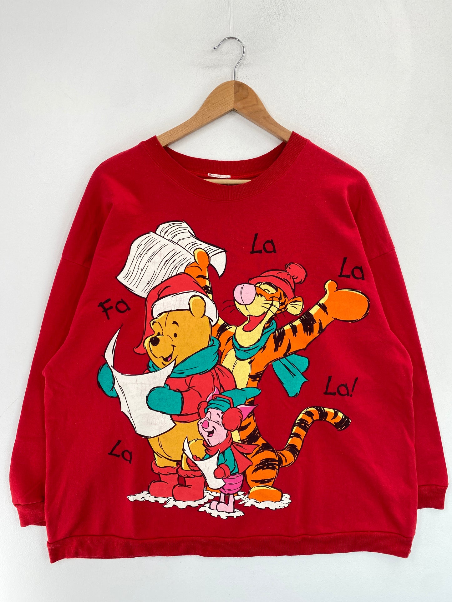 Vintage DISNEY POOH CHRISTMAS Size No Tag (Approx.L) Sweat-shirt / G5219S