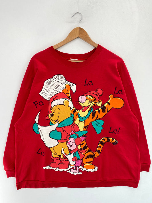 Vintage DISNEY POOH CHRISTMAS Size No Tag (Approx.L) Sweat-shirt / G5219S