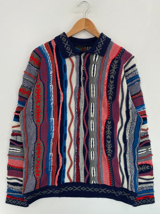 Vintage 3D COOGI-Style Size XL Acrylic Knit Sweater / G5234K