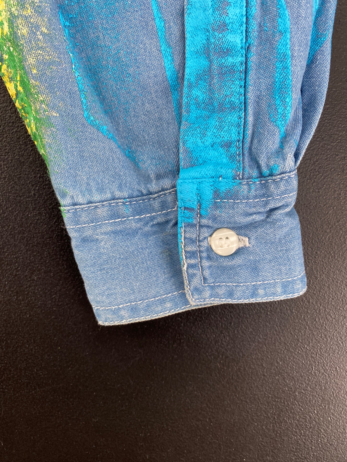 90's KOLORWAY Made in USA Size L Denim Button Down Shirt / G1879B
