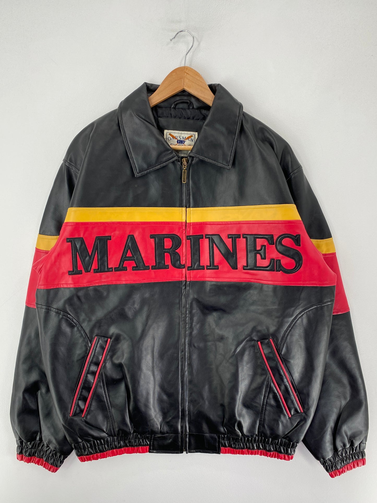 Vintage MARINES Size M Faux Leather Jacket / G4904J