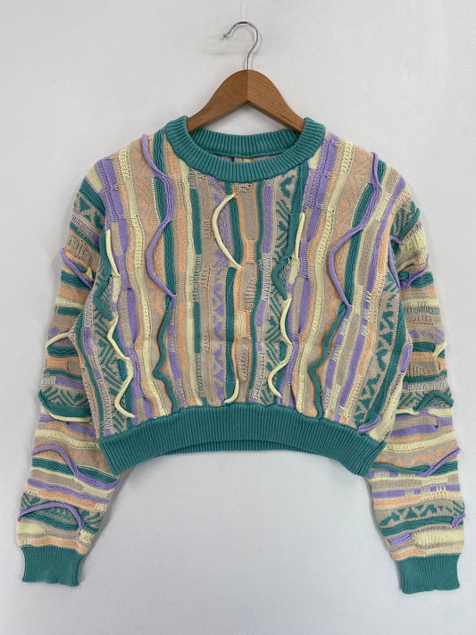 Vintage 3D COOGI-Style Size No Tag (Approx. Ladies M) Cropped Knit Sweater / G5317K