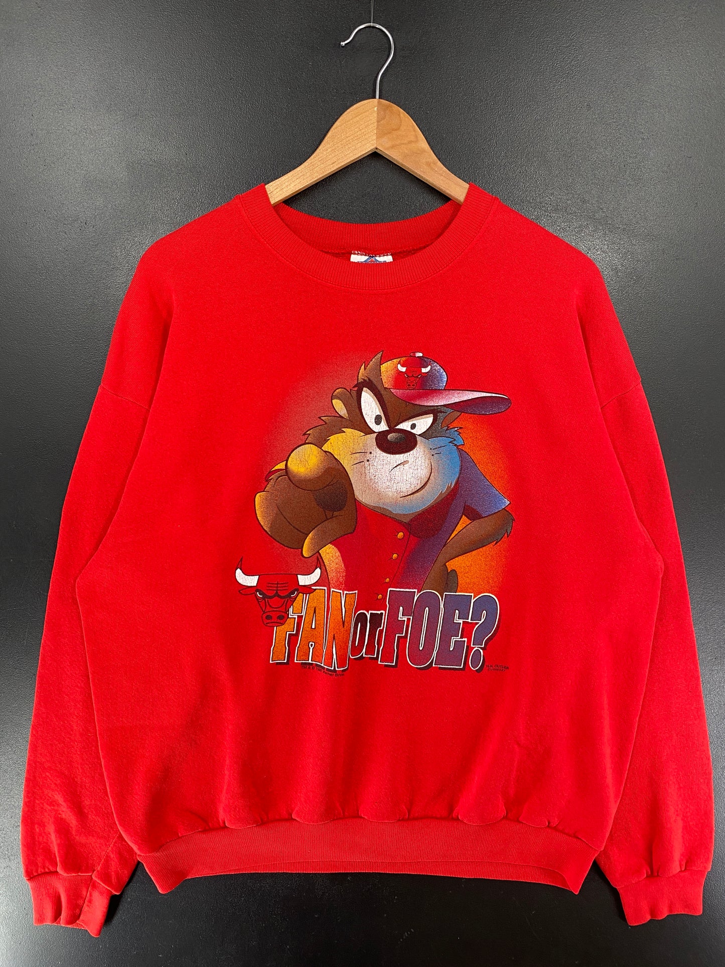 1998 LOONEY TUNES TAZ x CHICAGO BULLS Made in USA Size XL Vintage NBA Sweat-shirt / G5351S