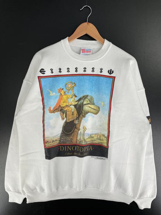 1992 DINOTOPIA Made in USA Size XL Vintage Animal Sweat-Shirt / G6406S