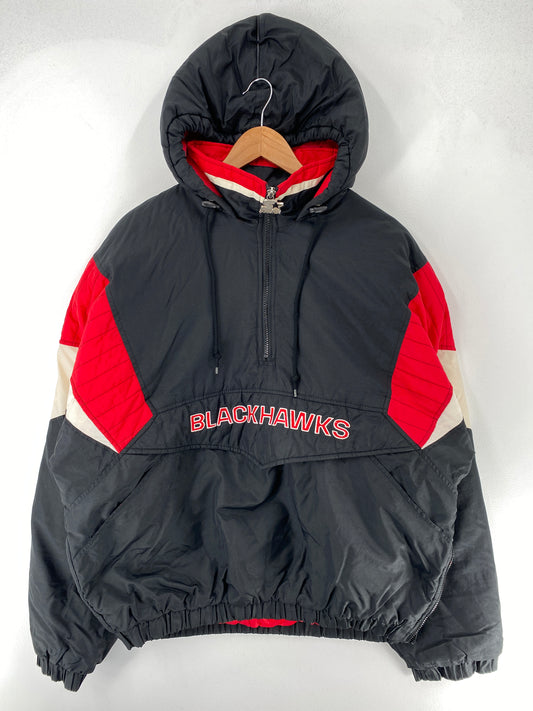 90’s STARTER x BLACKHAWKS Size L NHL Padded Nylon Jacket / F6660N