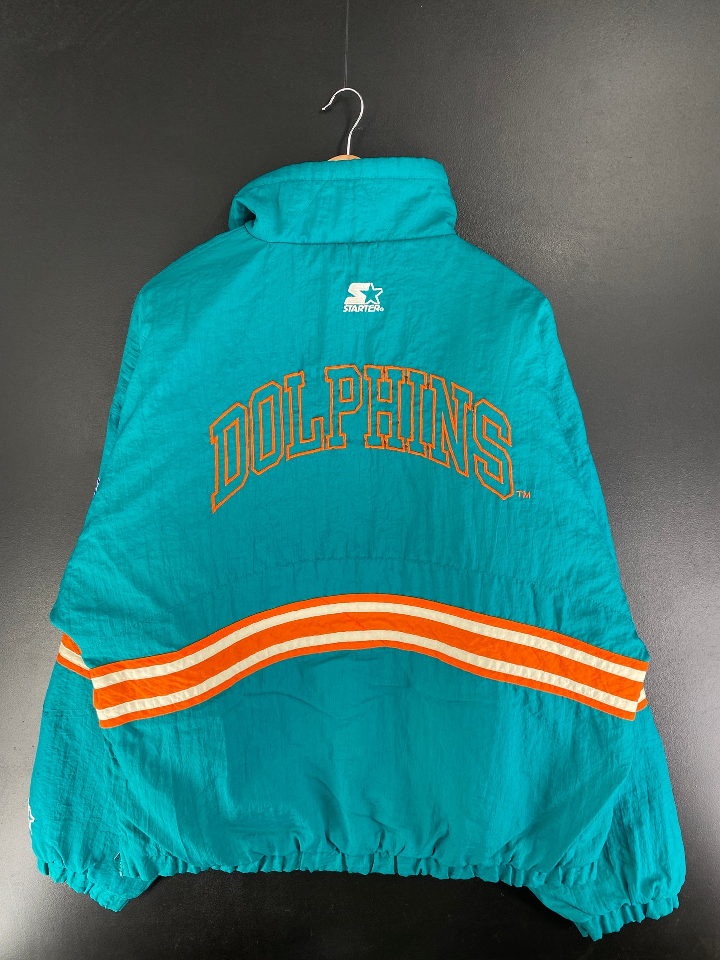 90’s STARTER x MIAMI DOLPHINS Size XL NFL Padded Nylon Jacket / F6659N