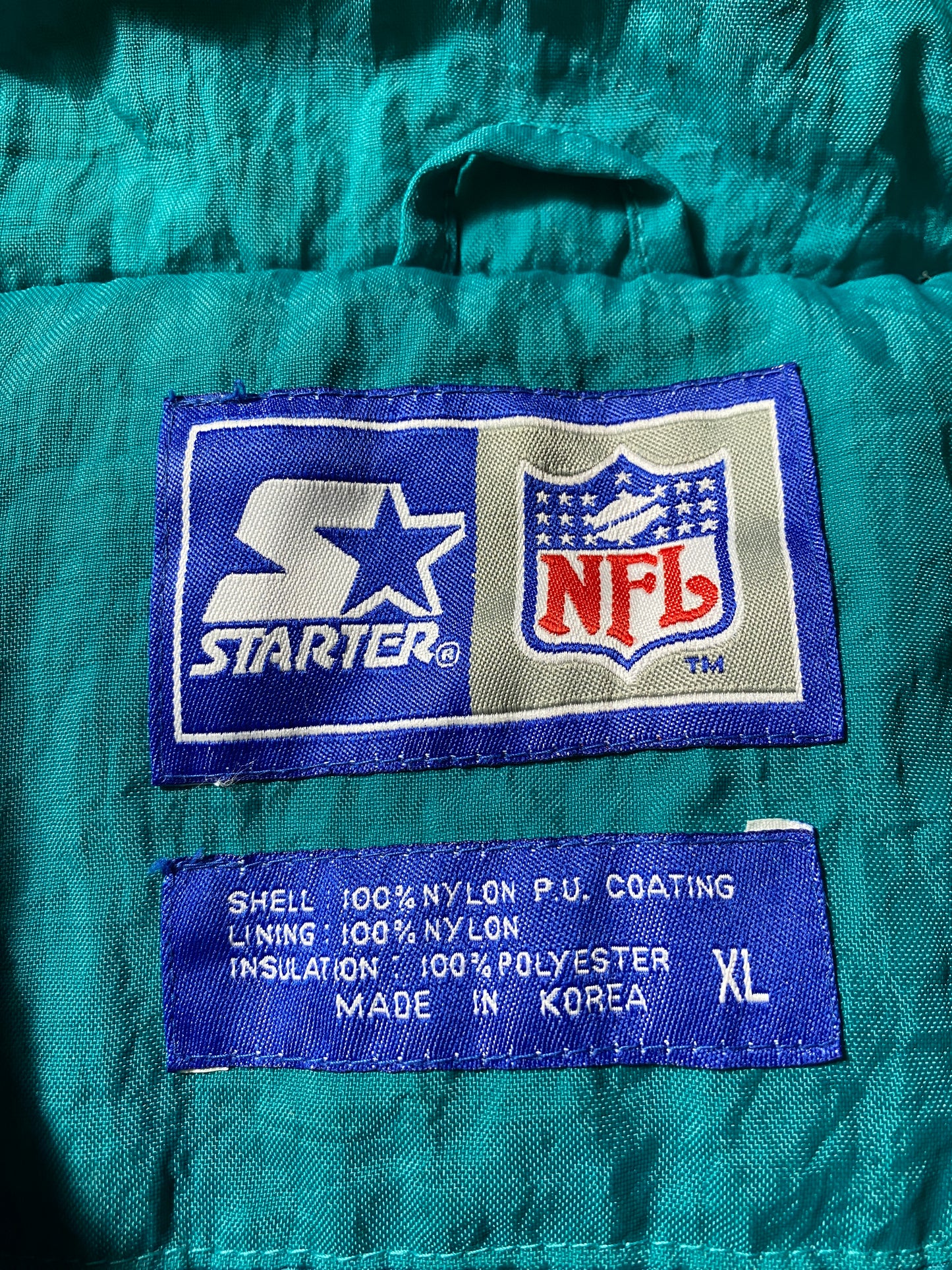 90’s STARTER x MIAMI DOLPHINS Size XL NFL Padded Nylon Jacket / F6659N