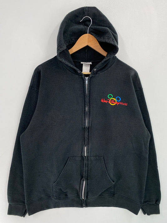 00’ WALT DISNEY WORLD Made in USA Size L Vintage Zip-up Hoodie Sweat-shirt / G5398S