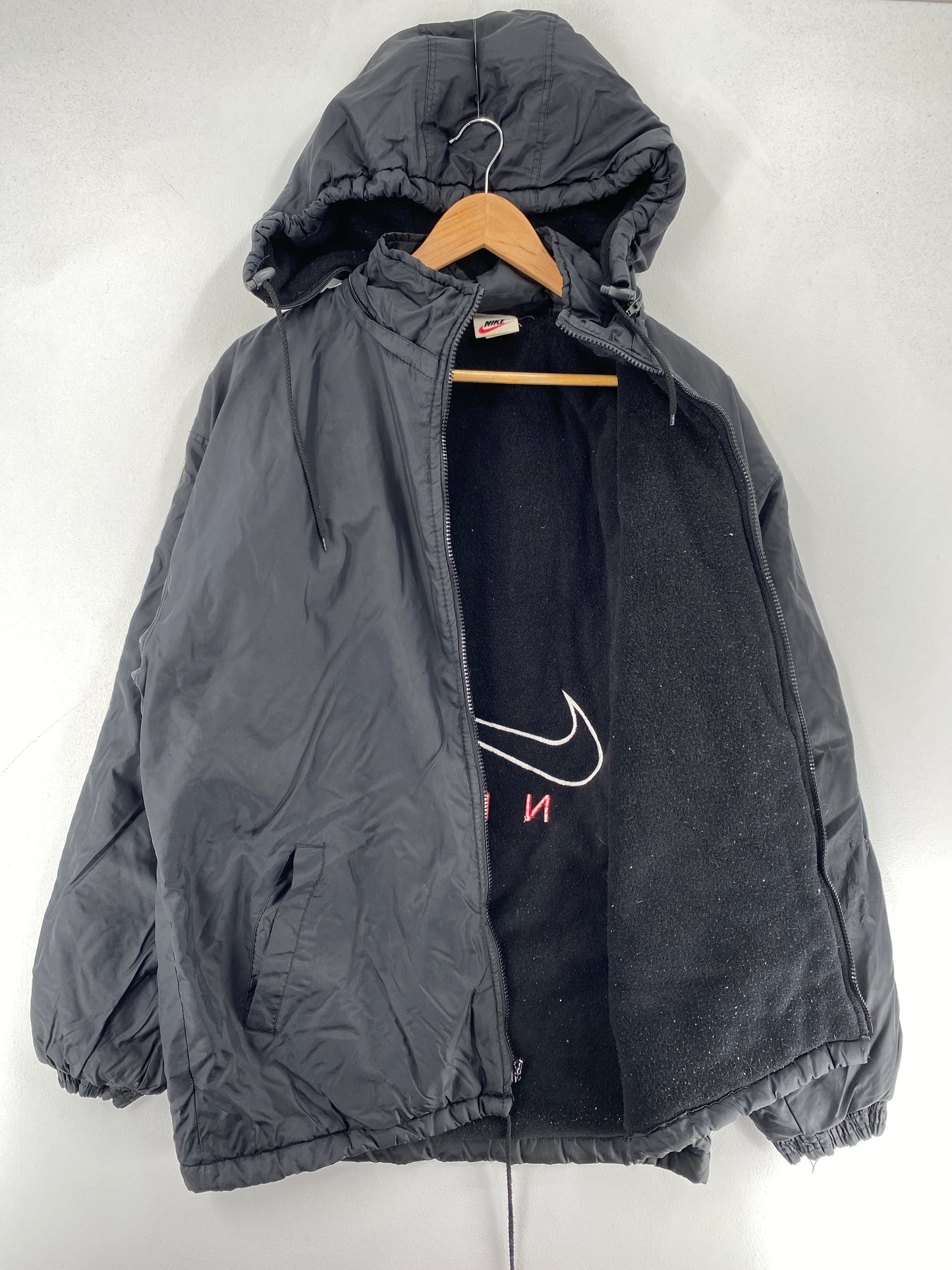 90’s Remake NIKE Size M Nylon Padded Zip-up Hoodie Jacket / F6087N