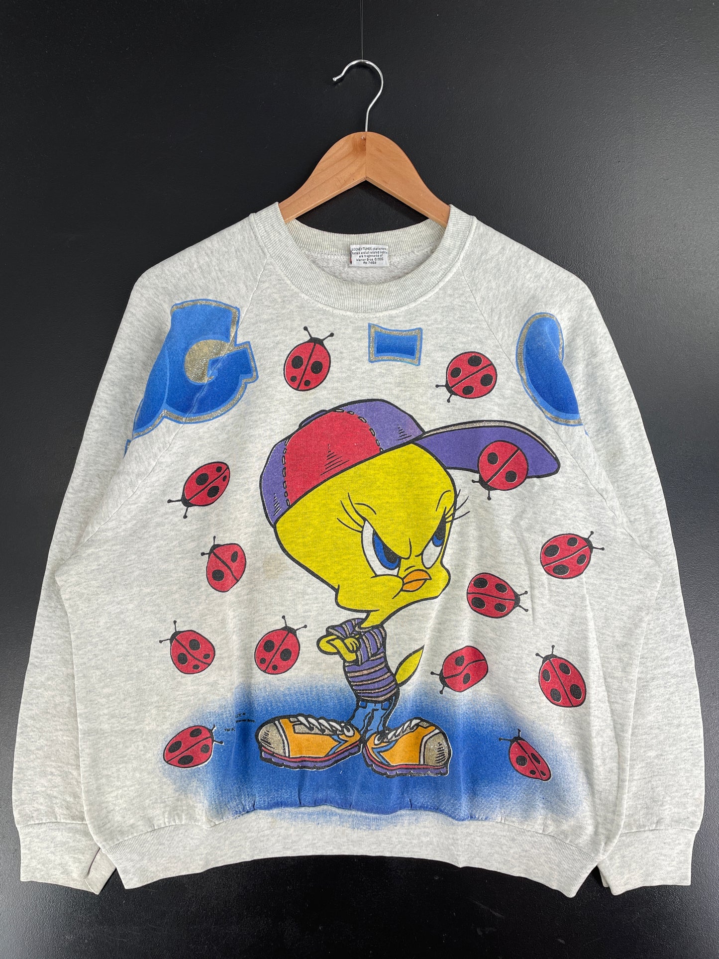 1995 LOONEY TUNES TWEETY Size No tag (Approx. L) Vintage Sweat-shirt / G3389S