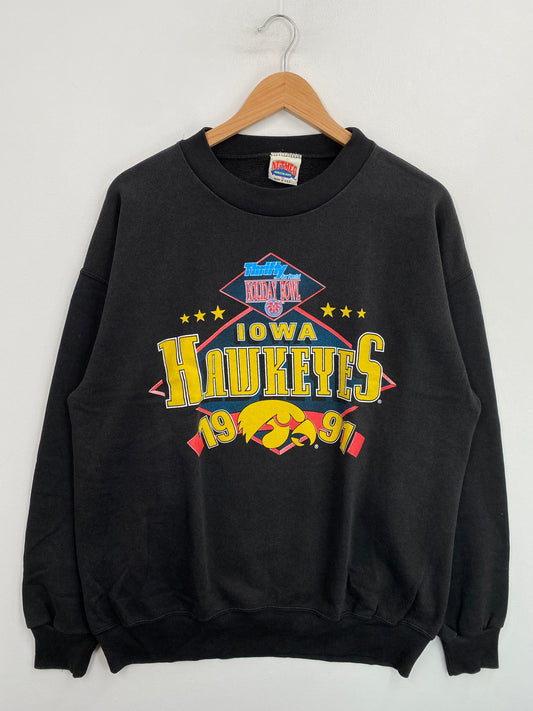 1991 IOWA HAWKEYES Made in USA Size XL Vintage College Sweat-shirt / G5531S