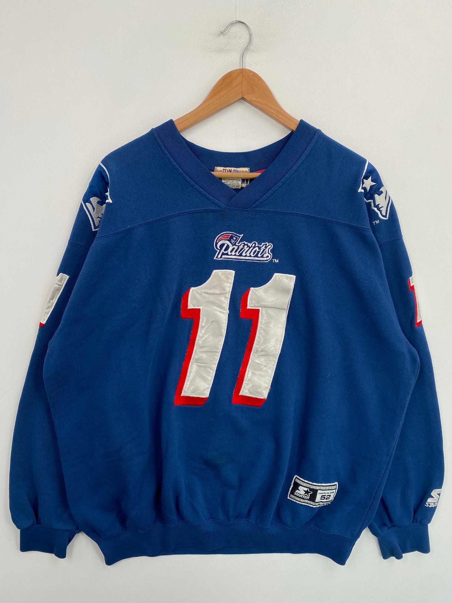 90’s STARTER x NEW ENGLAND PATRIOTS DREW BLEDSOE Size XL Vintage NFL Sweat-Shirt/ G5820S