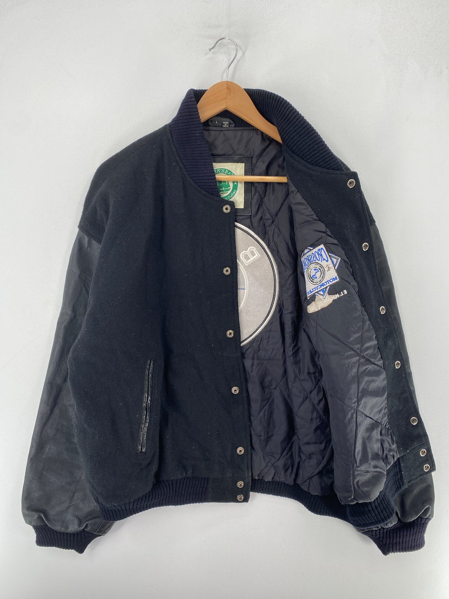 90’s BMW Size L Button Down Wool x Leather Jacket / G4906J