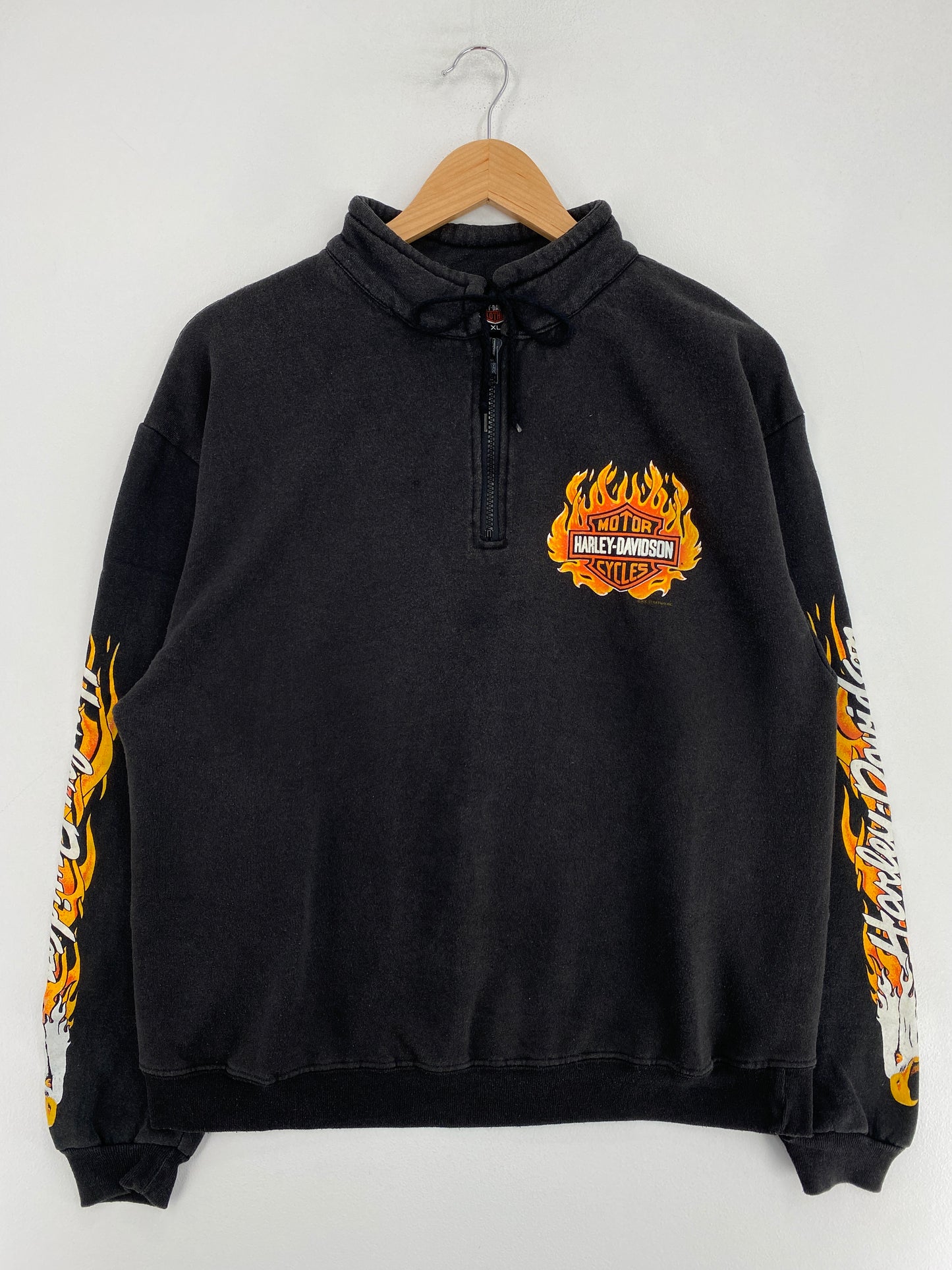 1991 HARLEY DAVIDSON Made in USA Size XL Vintage Half-zip Sweat Shirt / G1949S