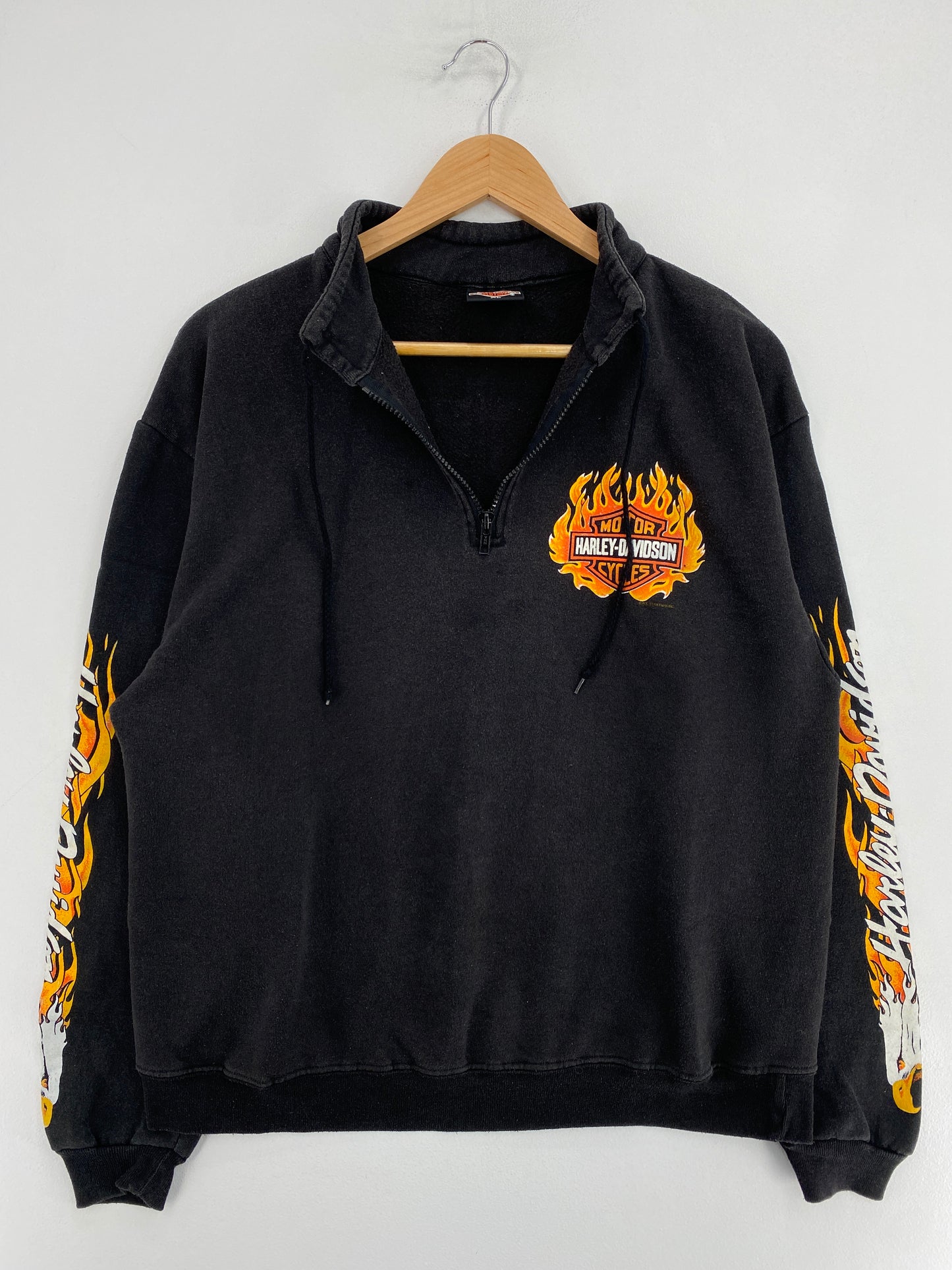 1991 HARLEY DAVIDSON Made in USA Size XL Vintage Half-zip Sweat Shirt / G1949S