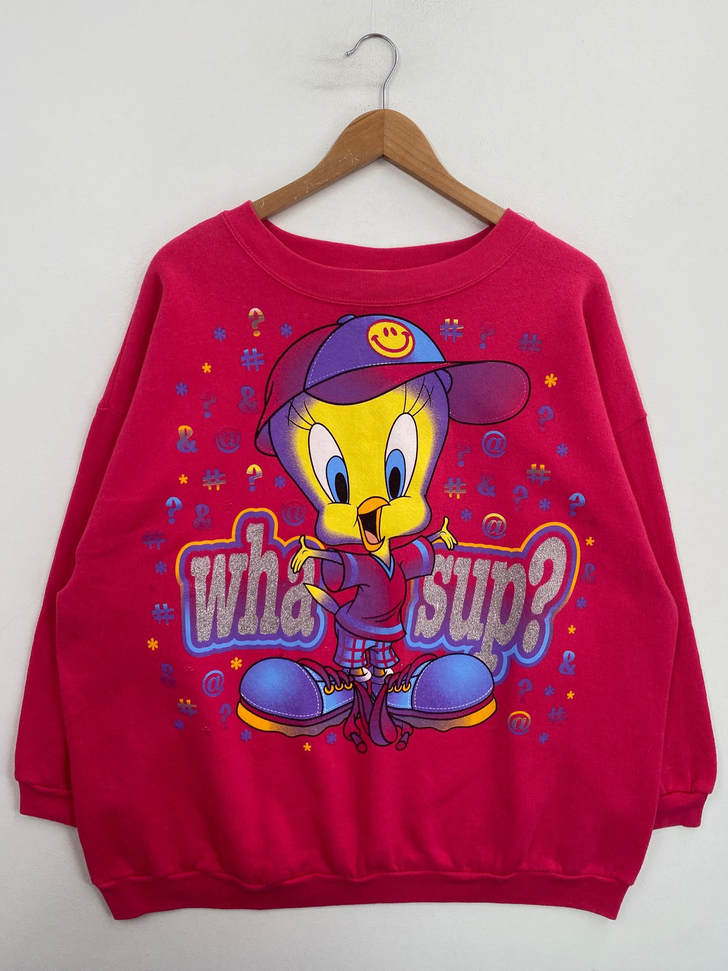 1997 LOONEY TUNES TWEETY Made in USA Size No tag (Approx.XXL) Vintage Sweat-Shirt / G5843S