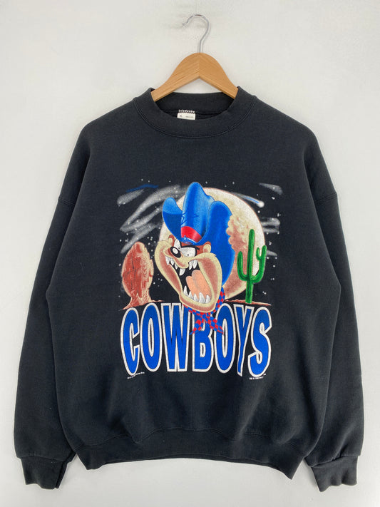 1993 LOONEY TUNES TAZ X COWBOYS Made in USA Size XL Vintage NFL Sweat-Shirt / G1973S