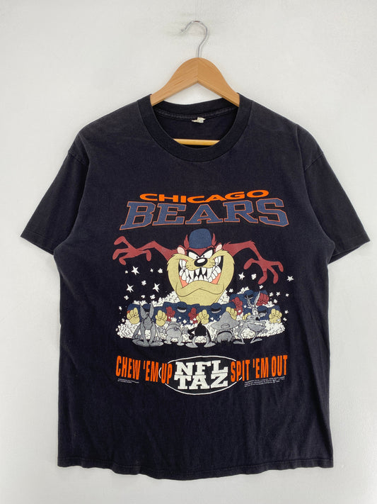 1992 CHICAGO BEARS x LOONEY TUNES TAZ Size L Vintage NFL T-Shirt / G1979T