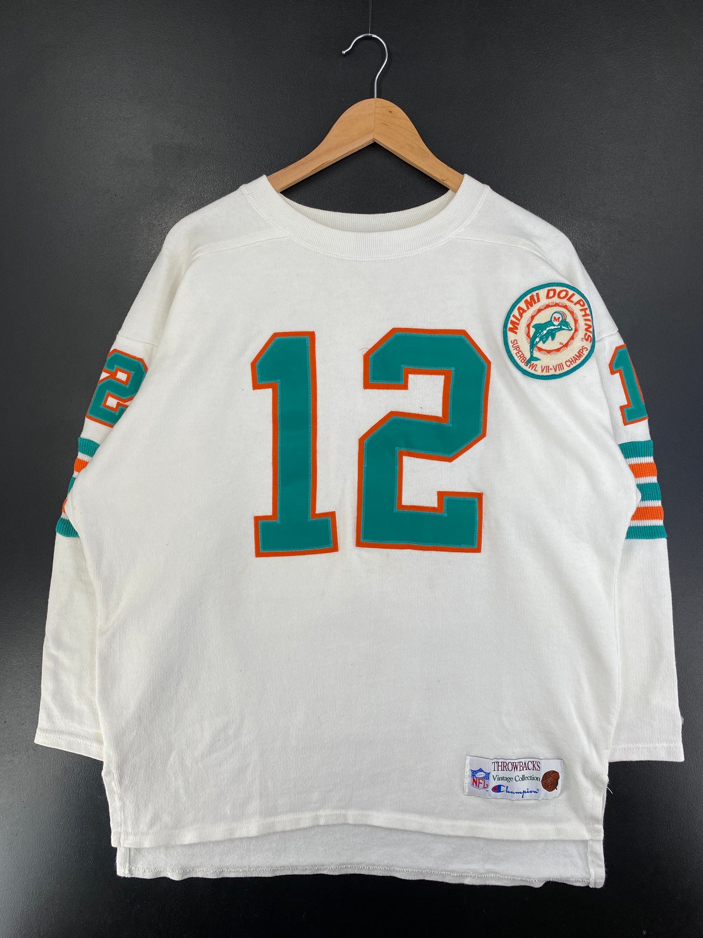 90’s Champion x MIAMI DOLPHINS Made in USA Size L Vintage NFL Cotton Game-Shirt / G2239S